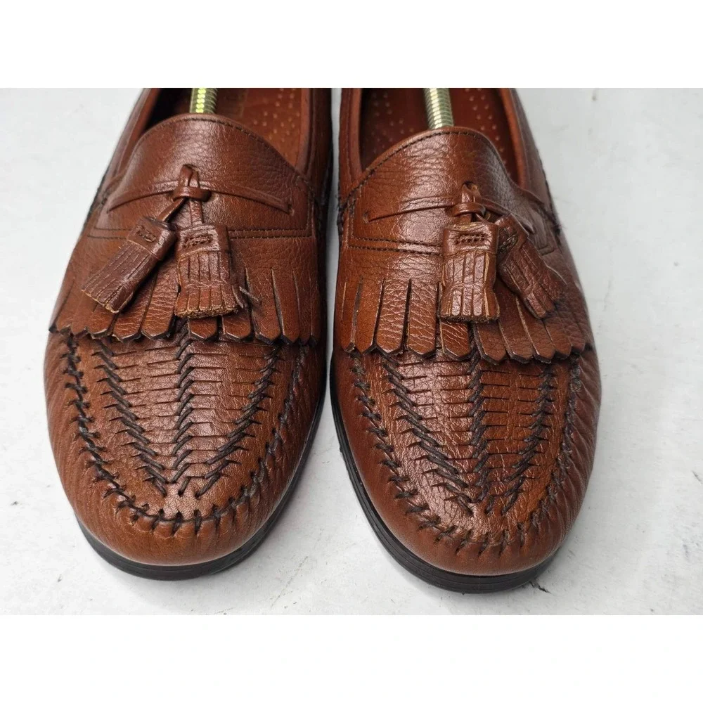 Dexter Shoes Men's Loafers Size‎ 9.5 M Brown Leather Tassel Kiltie Shoes USA VTG